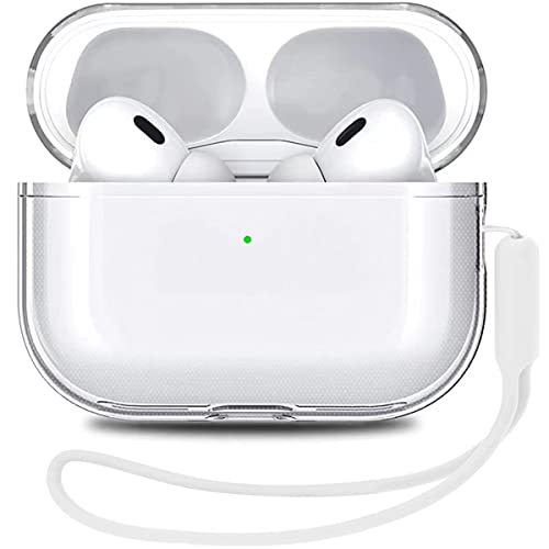 OETKER Compatible Airpods Pro 2nd Generation Case Clear, Soft Shockproof AirPods Pro 2 Case 2022 Protective Cover with Hand Strap Lanyard Transparent Airpod Pro 2 Gen Case Skin for Women Men