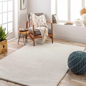 Hauteloom Heavenly Solid Shag Area Rug for Living Room Bedroom - High Pile Fluffy Carpet - Soft Shaggy Cozy Plush Rug - Cream, Off White, Ivory, Light Beige - 6'7" x 9'