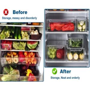 Set of 10 Refrigerator Organization Bins with Lids, Clear Fruit and Vegetable Storage Containers Fridge Organizer, Acrylic Stackable Kitchen Fridge Organizers and Storage Cabinets