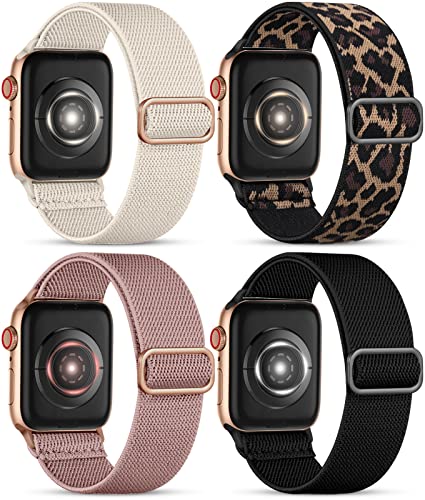 Odbeai Compatible with iWatch Bands 38mm Women, with Apple Watch Band 38mm 40mm 41mm 42mm 44mm 45mm 49mm Ultra SE Series 8 7 6 5 4 3 2 1, Sport Stretchy Braided Elastic Nylon Strap