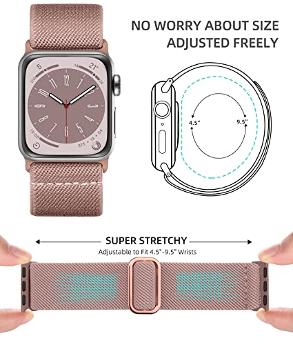 Odbeai Compatible with iWatch Bands 38mm Women, with Apple Watch Band 38mm 40mm 41mm 42mm 44mm 45mm 49mm Ultra SE Series 8 7 6 5 4 3 2 1, Sport Stretchy Braided Elastic Nylon Strap