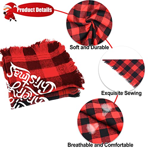 Malier 2 Pack Dog Bandana, Christmas Classic Buffalo Plaid Pattern with Tassels Edges Bandana, Pets Scarf Triangle Bibs Kerchief Bandana Costume Accessories for Small Medium Large Dogs Cats