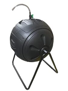 exaco ms. tumbles round easy to turn compost tumbler - 35 gallons, drain hose with cut-off valve, black/green