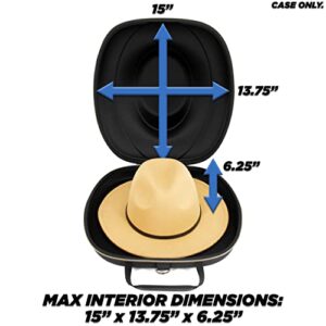 CASEMATIX Hat Case for Fedora, Panama, Bowler Hats and More - Premium Hard Shell Hat Travel Case with Adjustable Carry Strap, Luggage Strap, ID Slot and Protective Insert for Hats With Brims Up To 3"