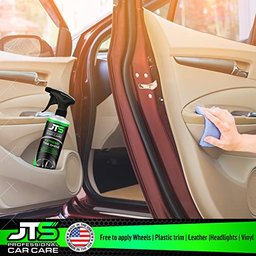 JT's Professional Car Care Tire Shine, Long Lasting Extreme Deep Black Premium Finish - Wet Tire Coating - Protection Against UV Rays and Fading (16 Fl Oz)