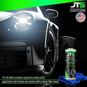 JT's Professional Car Care Tire Shine, Long Lasting Extreme Deep Black Premium Finish - Wet Tire Coating - Protection Against UV Rays and Fading (16 Fl Oz)