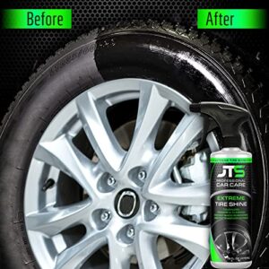 JT's Professional Car Care Tire Shine, Long Lasting Extreme Deep Black Premium Finish - Wet Tire Coating - Protection Against UV Rays and Fading (16 Fl Oz)