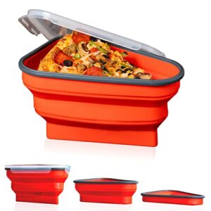 ul kausar silicone pizza storage container | pizza container collapsible box with 5 serving trays | adjustable pizza slice container
