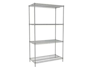 tarrison 4-shelf adjustable, heavy duty storage shelving unit, stainless steel wire rack, chrome finish, silver (24l x 36w x 74h)