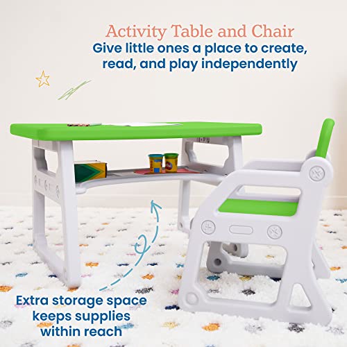 ECR4Kids Toddler Plus Desk and Chair, Kids Furniture, Grassy Green/Light Grey