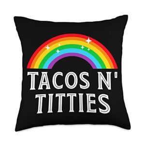 lgbt shirts gay pride lesbian bi trans gifts tacos and titties funny lgbt gay pride gifts lesbian lgbtq throw pillow, 18x18, multicolor