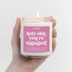 CE Craft - Holy Shit, You're Engaged Scented Candle - Gift for Engagement, New Bride, Gift for Newly Engaged Couple, Engagement Gift for Best Friend, Funny Engagement Gift (Champagne Toast)