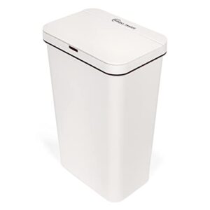 simpli-magic 79503 13 gallon touchless sensor trash can, rectangle garbage bin, perfect for home, kitchen, office, white