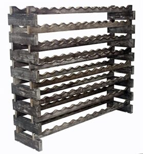 stackable modular wine rack wine storage rack wine holder display shelves for wine cellar or basement, freestanding wine rack thick wood wobble-free (rustic, 12 x 8 rows (96 slots))