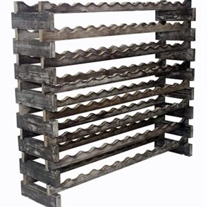 Stackable Modular Wine Rack Wine Storage Rack Wine Holder Display Shelves for Wine Cellar or Basement, Freestanding Wine Rack Thick Wood Wobble-Free (Rustic, 12 X 8 Rows (96 Slots))