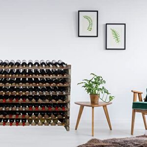 Stackable Modular Wine Rack Wine Storage Rack Wine Holder Display Shelves for Wine Cellar or Basement, Freestanding Wine Rack Thick Wood Wobble-Free (Rustic, 12 X 8 Rows (96 Slots))