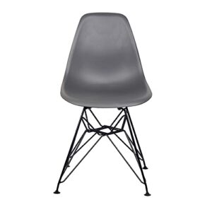 gia contemporary armless dining chair with black metal legs, set of 1, dark gray
