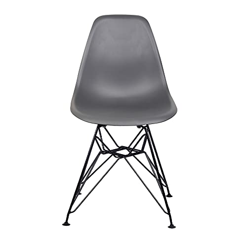 GIA Contemporary Armless Dining Chair with Black Metal Legs, Set of 1, Dark Gray