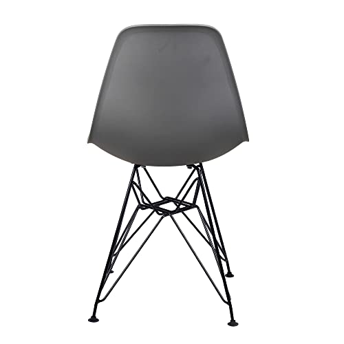 GIA Contemporary Armless Dining Chair with Black Metal Legs, Set of 1, Dark Gray