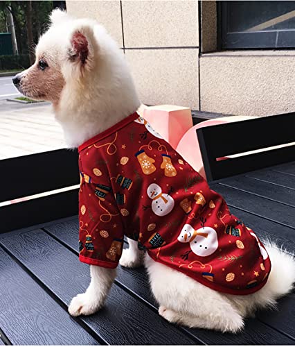 Pincuttee 1PC Christmas T Shirt for Dog/Cat, Puppy Shirts Pet T-Shirt for Small/Medium Dogs Christmas Cosplay Pet Apparel(Snowman,XS)