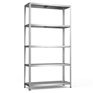 tangkula garage storage shelves for free combination, 5-tier heavy duty metal shelving unit, multipurpose organizing rack for basement warehouse garage, simple assembly, 39 x 16 x 74 inch (1, silver)