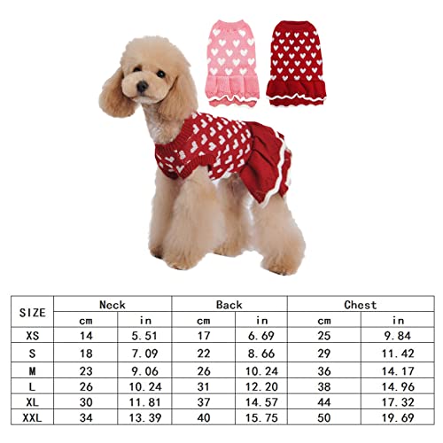 Cold Weather Dog Clothes Pet Warm Autumn and Winter Red Caring Dog Clothes Sweater Skirt Festive Christmas New Year Pet Clothes Pet Clothes for Small Dogs Girls Dress (Red, M)