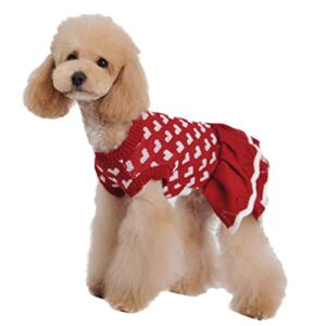 Cold Weather Dog Clothes Pet Warm Autumn and Winter Red Caring Dog Clothes Sweater Skirt Festive Christmas New Year Pet Clothes Pet Clothes for Small Dogs Girls Dress (Red, M)