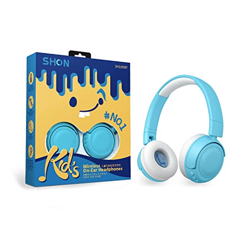 SHON Kids Wireless Fold On-Ear Headphones - Blue Foldable Stereo with 3.5mm Jack Wired Kids Headphones,for Kids/Teen/Boy/Girl/Smartphone/School/Kindle/Airplane Travel/Airplane/Tablet (Blue)