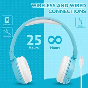 SHON Kids Wireless Fold On-Ear Headphones - Blue Foldable Stereo with 3.5mm Jack Wired Kids Headphones,for Kids/Teen/Boy/Girl/Smartphone/School/Kindle/Airplane Travel/Airplane/Tablet (Blue)