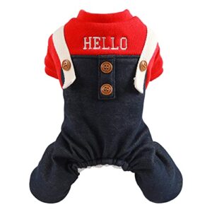 cold weather dog clothes pet pet dog plus velvet thick winter warm clothes pet dog hello overalls clothing pet clothes for medium dogs boys (red, l)