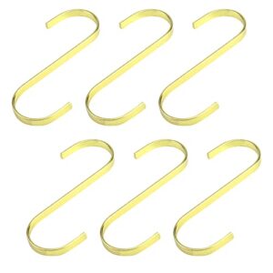 tighall 6pcs 5" flat s shape hooks heavy-duty stainless steel s hooks for hanging mug pots and pans coffee cups coats bags plant kitchen garden(gold)