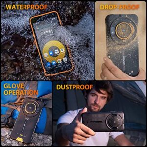 Ulefone Rugged Smartphone, Power Armor 16 Pro 122dB Loud Speaker, IP68/IP69K, 9600mAh, Octa-core Android 12 4GB + 64GB, 16MP Dual Camera, Built-in Glare Flashlight, Fingerprint ID, NFC Orange