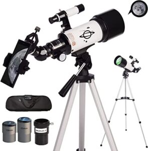 zukakii telescope for adults & kids, 70mm aperture astronomical refractor telescopes (16x-120x) for kids beginners with carry bag, phone adapter, az mount gift for christmas