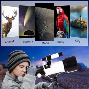 zukakii Telescope for Adults & Kids, 70mm Aperture Astronomical Refractor Telescopes (16X-120X) for Kids Beginners with Carry Bag, Phone Adapter, AZ Mount Gift for Christmas