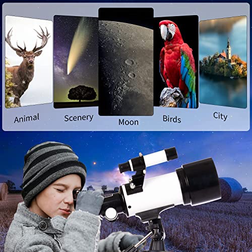 zukakii Telescope for Adults & Kids, 70mm Aperture Astronomical Refractor Telescopes (16X-120X) for Kids Beginners with Carry Bag, Phone Adapter, AZ Mount Gift for Christmas