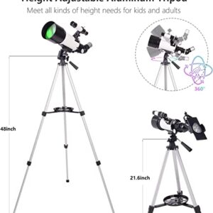 zukakii Telescope for Adults & Kids, 70mm Aperture Astronomical Refractor Telescopes (16X-120X) for Kids Beginners with Carry Bag, Phone Adapter, AZ Mount Gift for Christmas