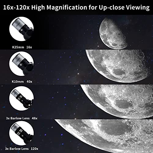 zukakii Telescope for Adults & Kids, 70mm Aperture Astronomical Refractor Telescopes (16X-120X) for Kids Beginners with Carry Bag, Phone Adapter, AZ Mount Gift for Christmas