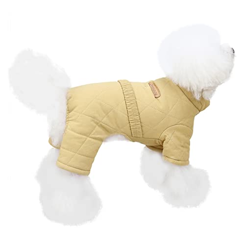 Izefia Dog Coat Windproof Jacket Cold Weather Coat 4 Legs Warm Dog Jumpsuit Winter Thick Coat Snow Proof Clothes Cotton Dog Coat for Small Dog Medium Cat Brown L