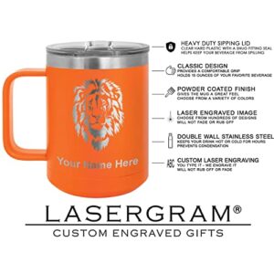 LaserGram 15oz Vacuum Insulated Coffee Mug, High Wing Airplane, Personalized Engraving Included (Orange)