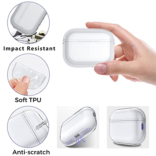 Case Compatible for Airpods Pro 2nd Generation, New Soft TPU Shell Cover Shock Resistant Rugged Shell Protective Case with Keychain Suitable for AirPods Pro 2 (Clear A)