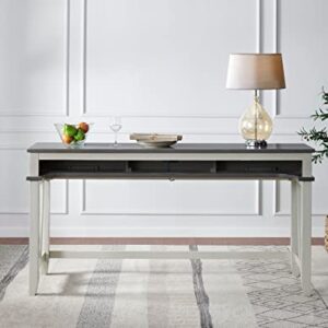 Martin Svensson Home Del Mar Console Bar Table and Stool Set, Antique White and Gray