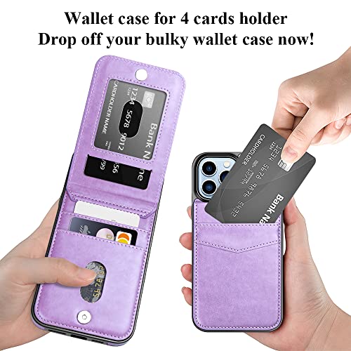 LakiBeibi Phone Case for iPhone 14 Pro Max Dual Layer Premium Leather Case for iPhone 14 Pro Max Wallet Case with Card Holders Flip Case Protective Case for iPhone 14 Pro Max 6.7 Inches,Purple