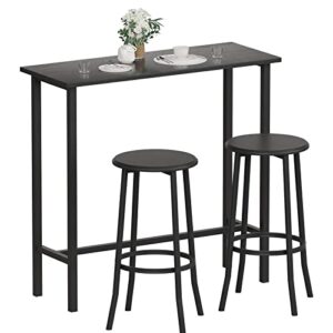 idealhouse bar table and chairs set, bar table with 2 bar stools, sturdy metal frame, dining table set, bar table set with 2 chairs for kitchen dining room coffee party room