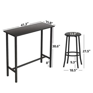 IDEALHOUSE Bar Table and Chairs Set, Bar Table with 2 Bar Stools, Sturdy Metal Frame, Dining Table Set, Bar Table Set with 2 Chairs for Kitchen Dining Room Coffee Party Room