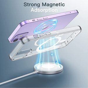 JETech Magnetic Case for iPhone 12/12 Pro 6.1-Inch Compatible with MagSafe Wireless Charging, Shockproof Phone Bumper Cover, Anti-Scratch Clear Back (Clear)