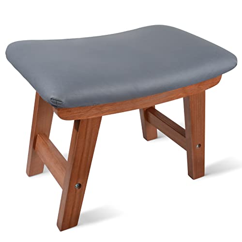 HOUCHICS Foot Stool, Small Foot Stool, Small Stool, Small Ottoman and Footstool, Wooden Foot Stool, Wooden Step Stool, Foot Stool Ottoman, Foot Stool for Living Room (Walnut Leg-Dark Grey)