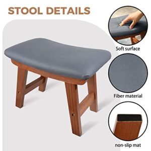 HOUCHICS Foot Stool, Small Foot Stool, Small Stool, Small Ottoman and Footstool, Wooden Foot Stool, Wooden Step Stool, Foot Stool Ottoman, Foot Stool for Living Room (Walnut Leg-Dark Grey)