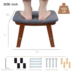 HOUCHICS Foot Stool, Small Foot Stool, Small Stool, Small Ottoman and Footstool, Wooden Foot Stool, Wooden Step Stool, Foot Stool Ottoman, Foot Stool for Living Room (Walnut Leg-Dark Grey)