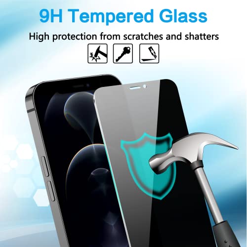 [2 Pack] Privacy Screen iPhone 12 Pro Max Full Edge Coverage Tempered Glass Screen Protector for iPhone 12 Pro Max, Anti-Spy, Shatterproof, Bubble Free, Anti-Fingerprint, Touch Sensitive, Case Friendly, Easy Installation