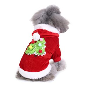 ornaous cute dog cat christmas hoodie, pet xmas tree cosplay costume, puppy fleece outfits warm clothes（m size）
